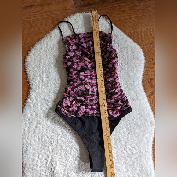 Free People shirred butterfly print bodysuit top xs - Picture 7 of 13